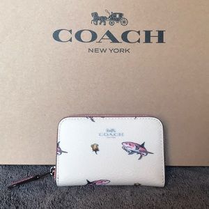 Coach Shark Rose Print Credit Card Case